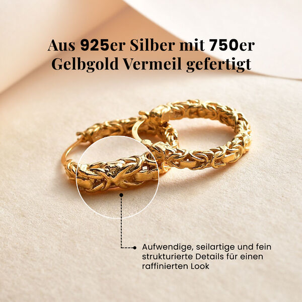 Creolen im byzantinischen Ketten-Design, 925 Silber 750 Gelbgold Vermeil image number 5