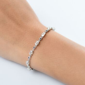 D joy AAA Premium Malagasy Mondstein, Blauer Saphir Stellar Path Armband, ca. 20 cm 925 Silber rhodiniert ca. 4.10 ct