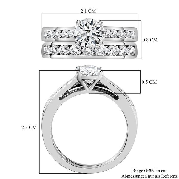 Funkelnde Königin- 2er-Set Moissanit Ringe- 1,46 ct. image number 7