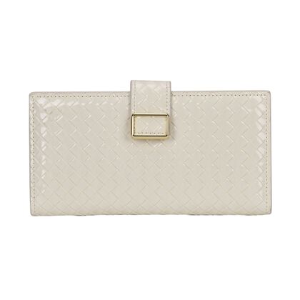 Gepr&auml;gte PU-Leder Brieftasche mit gewebtem Muster und RFID-Schutz, Gr&ouml;&szlig;e: 19.5x2.5x9.5cm, beige