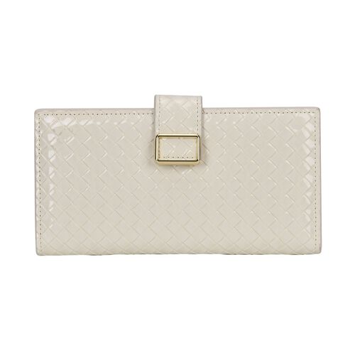 Geprägte PU-Leder Brieftasche mit gewebtem Muster und RFID-Schutz, Größe: 19.5x2.5x9.5cm, schwarz