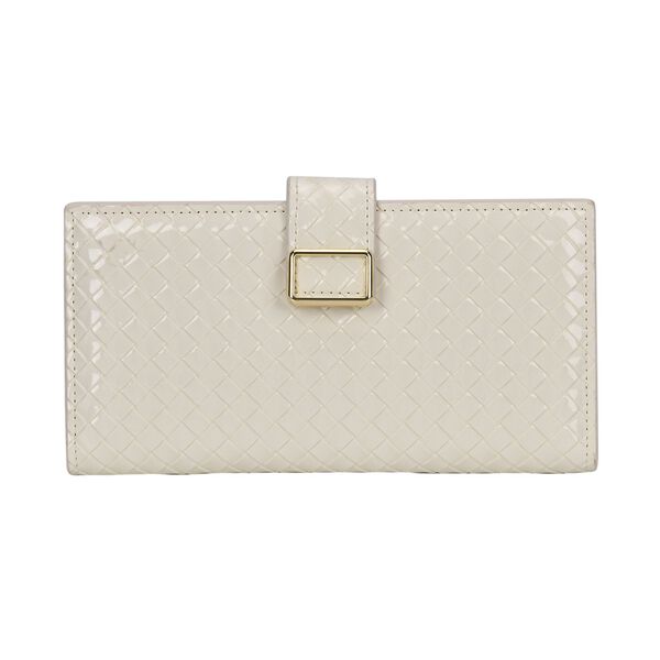 Geprägte PU-Leder Brieftasche mit gewebtem Muster und RFID-Schutz, Größe: 19.5x2.5x9.5cm, dunkel braun