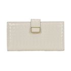 Geprägte PU-Leder Brieftasche mit gewebtem Muster und RFID-Schutz, Größe: 19.5x2.5x9.5cm, beige