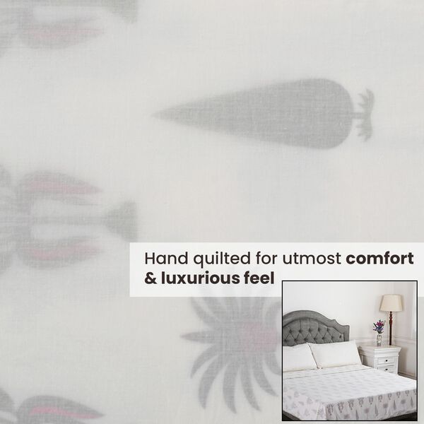 Dreilagige Baumwoll-Musselin-Blockdruckdecke, Olivgr&uuml;n image number 2