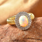 Natürlicher Äthiopischer Opal und Zirkon Halo Ring 925 Silber Gelbgold Vermeil image number 1