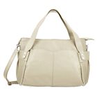 100% echte Leder Handtasche RFID Schutz, 43x28x7,5 cm, Beige