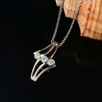 LUXURIANT DIAMOND - Lab Grown Diamant SI-GH Anh&auml;nger mit Kette ca. 50 cm, 925 Silber, tricolor, ca. 0.75 ct