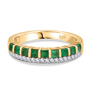 Smaragd und Moissanit Half Eternity Ring - 0,61 ct.