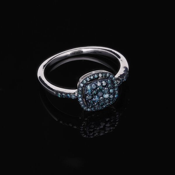 Blauer Diamant P3 Ring, 925 Silber platiniert (Größe 19.00) ca. 0,50 ct image number 1