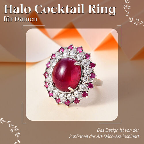 AA Afrikanischer Rubin und Moissanit-Ring - 18,25 ct. image number 1