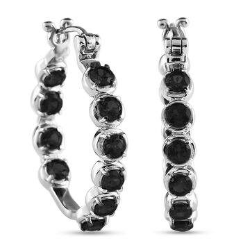 Schwarze Spinell-Creolen, Edelstahl ca. 7,10 ct