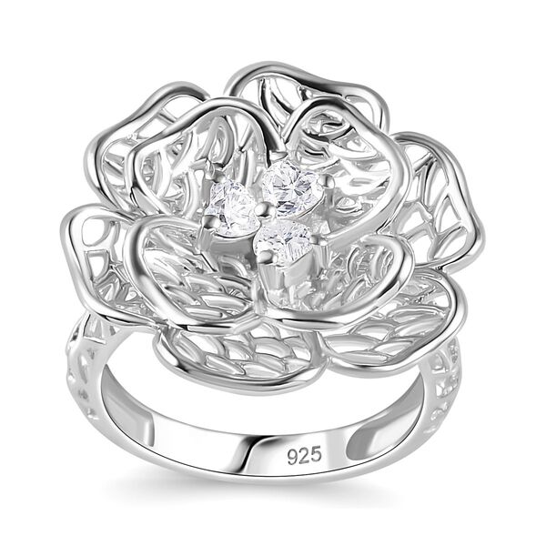 Floraler Moissanit-Ring, 925 Silber rhodiniert - 0,33 ct. image number 4