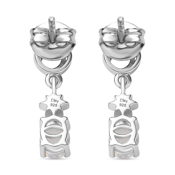 D joy AAA Premium Malagasy Mondstein, Wei&szlig;er Zirkon Celestial Echoes Ohrringe 925 Silber Zweifarbige Beschichtung ca. 0.76 ct image number 5