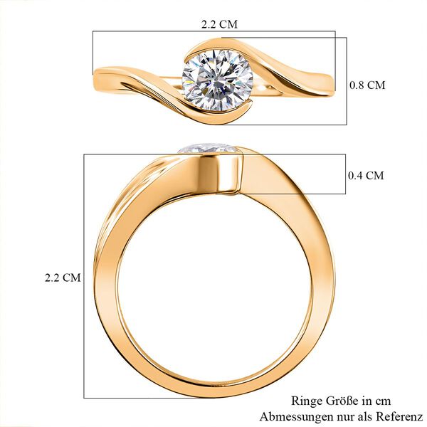 Moissanit Ring, 925 Silber 750 Gelbgold Vermeil - 0,76 ct. image number 5
