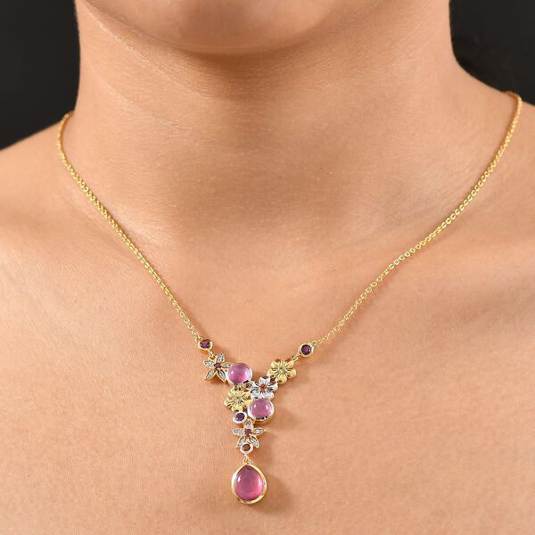 Zweifarbige Maulbeer Mondstein und Multi-Edelstein-Halskette, 45cm - 5,37 ct. image number 2