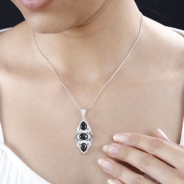 Elite Shungit Anh&auml;nger 925 Silber platiniert ca. 2.50 ct image number 3