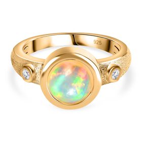 AA natürlicher, äthiopischer Welo Opal und Zirkon-Ring - 1,33 ct.