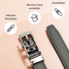 Automatik-Schnallen Lederg&uuml;rtel, Grau