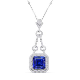 Chairman's Vault Collection - zertifiziert und geprüft RHAPSODY AAAA Tansanit und VS-EF Diamant Anhänger mit 45cm Kette in 950 Platin - 24,86 ct.