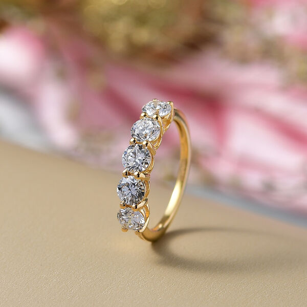 LUXURIANT SI-GH Labor Diamant Ring, 925 Silber 750 Gelbgold Vermeil - 2 ct. image number 2