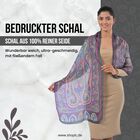 Bedruckter Schal aus 100% Seide, Multicolor-Muster mit grauer Bordüre, ca. 70 x 200 cm