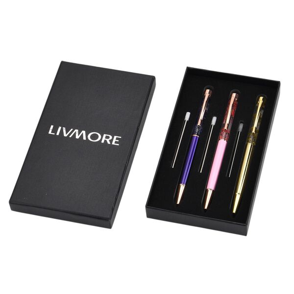 LIVMORE 3er-Set Kugelschreiber mit 3 blauen Tinten und Geschenkbox, Dunkelblau, babyrosa und gold, 14x1cm image number 5