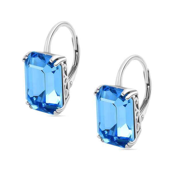 J Francis gefertigt mit SWAROVSKI - Aquamarin Kristall Ohrringe 925 Silber rhodiniert 12.74 ct image number 3