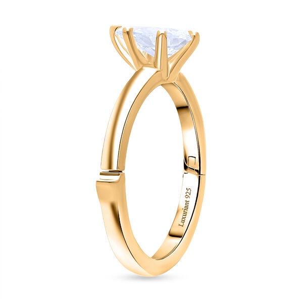 LUXURIANT SGL zertifizierter SI-GH Labor Tropfen-Diamant Ring, 925 Silber 750 Gelbgold Vermeil - 1 ct. image number 4
