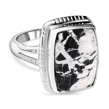 Wei&szlig;er B&uuml;ffel Ring, 925 Silber platiniert (Gr&ouml;&szlig;e 18.00) ca. 9.87 ct