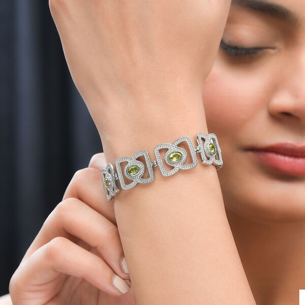 Nat&uuml;rliches Peridot Armband, ca. 19 cm, Edelstahl ca. 3.35 ct image number 3