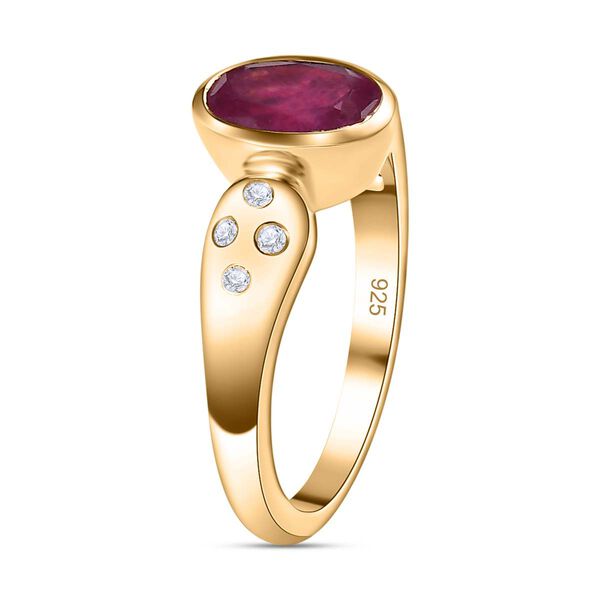 Afrikanischer Rubin (Fissure gef&uuml;llt), Wei&szlig;er Zirkon Ring, 925 Silber vergoldet (Gr&ouml;&szlig;e 19.00) ca. 1.81 ct image number 5