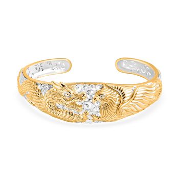 Royal Bali - Drachen und Phoenix Armreif, 925 Silber 916 Gelbgold Vermeil