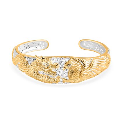 Royal Bali - Drachen und Phoenix Armreif, 925 Silber 916 Gelbgold Vermeil