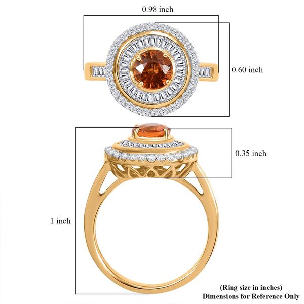 LUXORO zertifiziert und gepr&uuml;ft AAA Orange Saphir und Diamant Ring in 585 Gold - 1,96 ct. image number 6