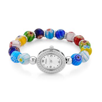 STRADA flexible mehrfarbige Armbanduhr im Murano-Stil, Japanisches Uhrwerk
