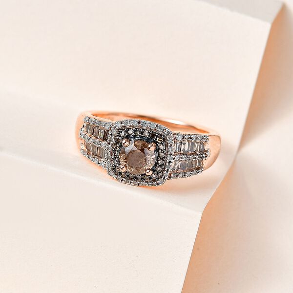 Natürlicher Champagner und weißer Diamant-Ring - 1,02 ct. image number 2