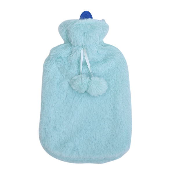 2er-Set W&auml;rmflasche mit superweichem Kunstfell Pl&uuml;schbezug, 2000ml, Gr&ouml;&szlig;e 18x32 cm, Blau und Rosa image number 2