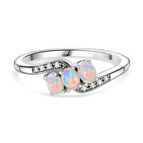 Natürlicher, äthiopischer Welo Opal und Zirkon Ring - 0,40 ct.