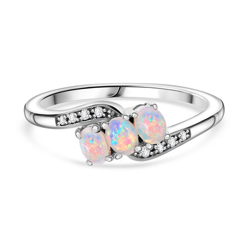 Natürlicher, äthiopischer Welo Opal und Zirkon Ring - 0,40 ct. image number 0
