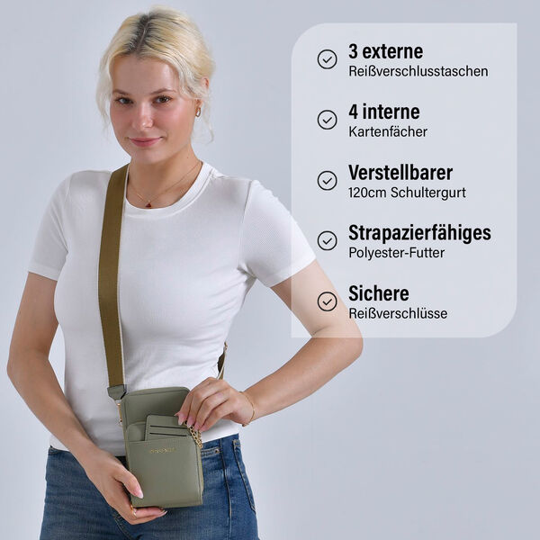 PASSAGE Crossbody Tasche, 18x6,5x11cm, Olivgr&uuml;n image number 2