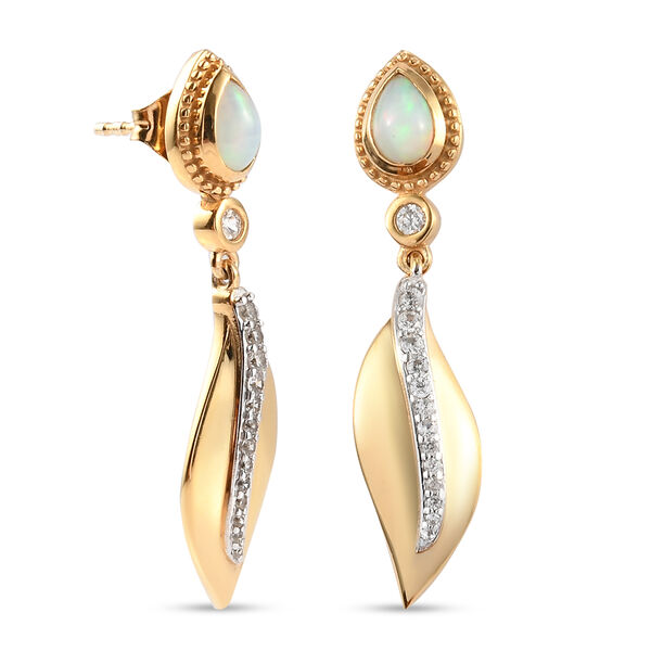 Nat&uuml;rliche, &auml;thiopische Opal und Zirkon-Ohrh&auml;nger in Silber image number 4