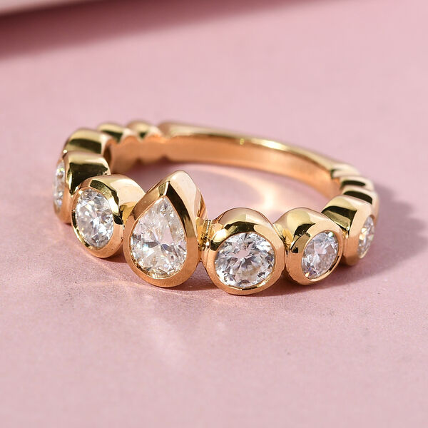 Moissanit Ring, 925 Silber Gelbgold Vermeil  ca. 1,42 ct image number 2