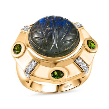GP Italian Garden Kollektion- Labradorit, Chromdiopsid, Zirkon und blauer Saphir-Ring - 13,06 ct.
