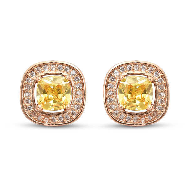 2er-Set Gelber Zirkonia Ohrringe und Anhänger mit Kette 41+5 cm Edelstahl ca. 1,20 ct image number 6