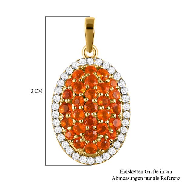 AA Salamanca Feueropal und Zirkon Anh&auml;nger mit 50cm Kette - 2,08 ct. image number 6