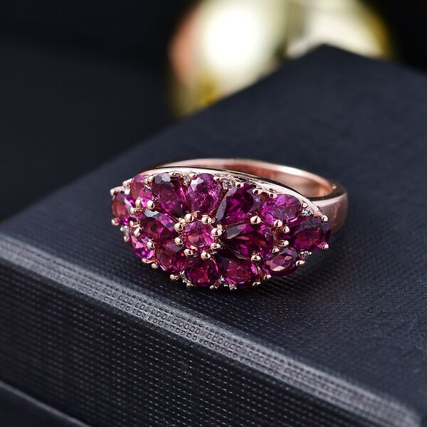 AAA Radiant Ember Granat und Zirkon Ring - 3,94 ct. image number 2
