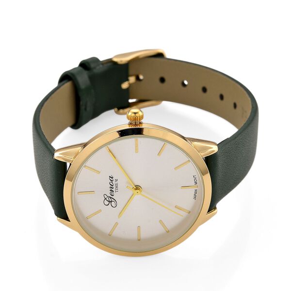 GENOA TIME - Armbanduhr Legierung, goldfarben, Zifferblatt Weiß-Sunshine, 3 ATM wasserdicht image number 4