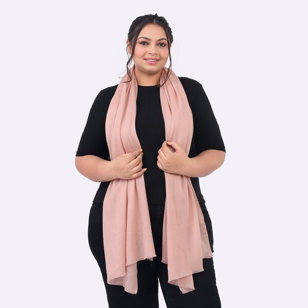 LA MAREY - 100% Kaschmirwolle superweicher Schal, Gr&ouml;&szlig;e 70x190 cm, Nude