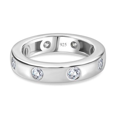 Moissanit Ring, 925 Silber rhodiniert, ca. 0,83 ct.