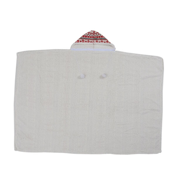 Hoodie-Decke mit Sherpa-Futter, volkst&uuml;mliches Muster, Gr&ouml;&szlig;e 150x200 cm, Rot image number 6